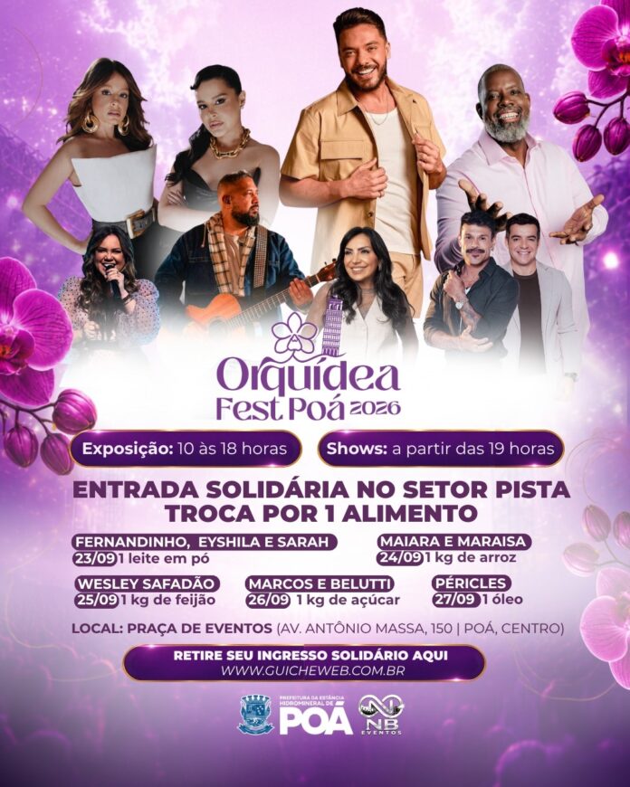 Orquídea Fest Poá 2026 reúne grandes nomes da música e atrações culturais em setembro