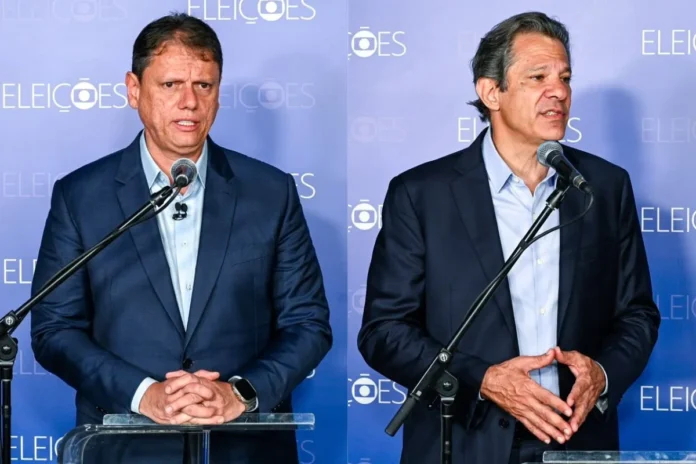 Tarcísio e Haddad confrontam legados nacionais no último debate antes do primeiro turno em São Paulo