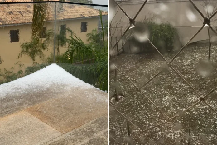 Tempestade com chuva de granizo e alertas da Defesa Civil atinge Belo Horizonte e região
