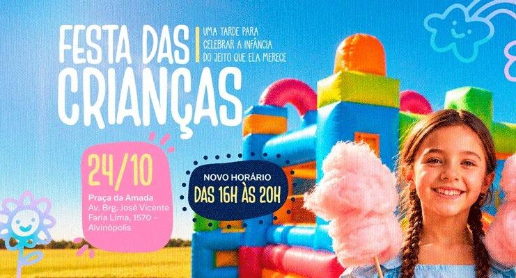 Festa do Dia das Crianças na Praça da Amada tem horário alterado neste sábado