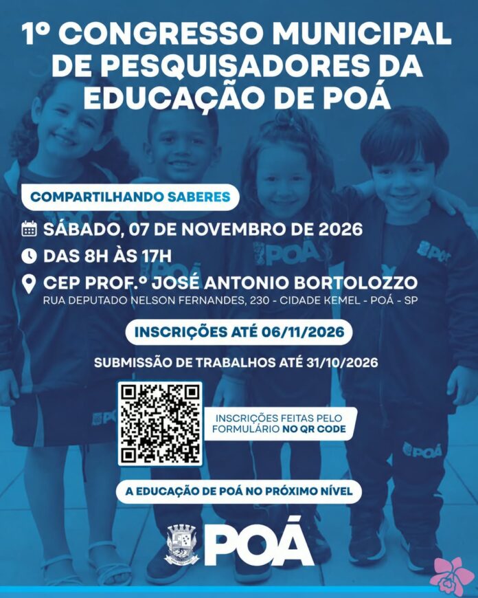 Poá promove 1º Congresso de Pesquisadores da Educação com foco em formação e produção científica
