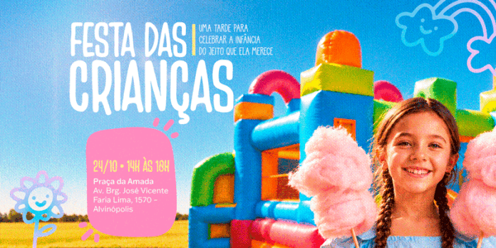 Praça da Amada sedia comemoração gratuita do Dia das Crianças em 24 de outubro
